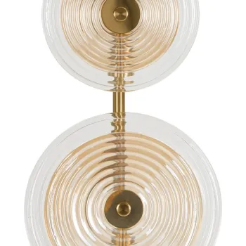 Lampa de masa Venice, Mauro Ferretti, 2 x E14, 40W, 25x63 cm, sticla/fier, auriu/natural/maro imagine