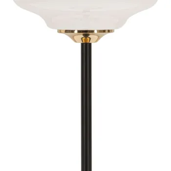 Lampa de masa Vintage, Mauro Ferretti, 1 x E14, 40W, 22x46 cm, fier/sticla, auriu/negru/alb imagine