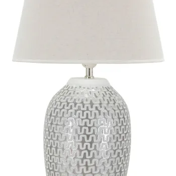 Lampa de masa Wave, Mauro Ferretti, 1x E27, 40W, 35x65 cm, polirasina/fier/textil, auriu/alb imagine