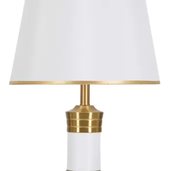 Lampa de masa Whity, Mauro Ferretti, O31 x 52 cm, 1 x E27, 40W, fier/textil, auriu/alb imagine