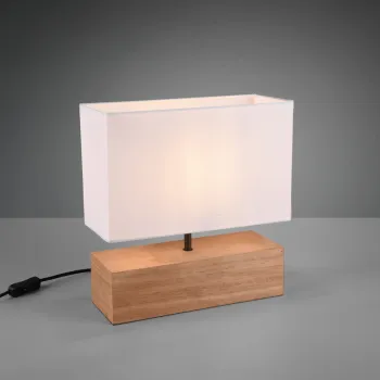 Lampa de masa Woody, RL, 30x12x30.5 cm, 60W, 1x E27, lemn/textil, alb/natur imagine