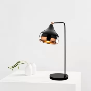 Lampa de masa, Yildo - 6896, Opviq, 17 x 26 x 52 cm, 1 x E27, 40W, negru/cupru imagine