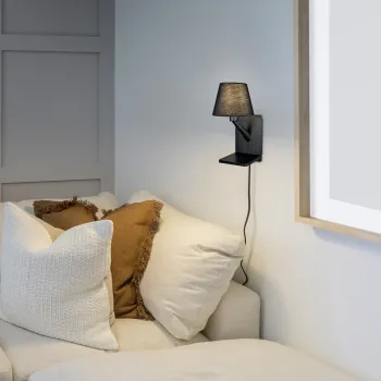 Lampa de perete Comfort, TRIO, 16x18x31 cm, 40W, 1x E14, metal, negru mat imagine