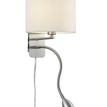 Lampa de perete Hotel, TRIO, 20x34.5x23.5 cm, 40W, 1x E14, metal/textil, alb/argintiu imagine