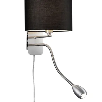 Lampa de perete Hotel, TRIO, 20x34.5x23.5 cm, 40W, 1x E14, metal/textil, negru/argintiu imagine