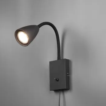 Lampa de perete Wanda, TRIO, 8.5x22x23.5 cm, 10W, 1x GU10, metal, negru mat imagine