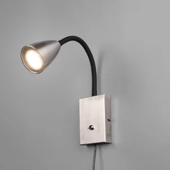 Lampa de perete Wanda, TRIO, 8.5x22x23.5 cm, 10W, 1x GU10, metal, nichel mat/negru imagine