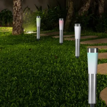 Lampa solara LED Beper, 7.5x7.5x56 cm, argintiu imagine