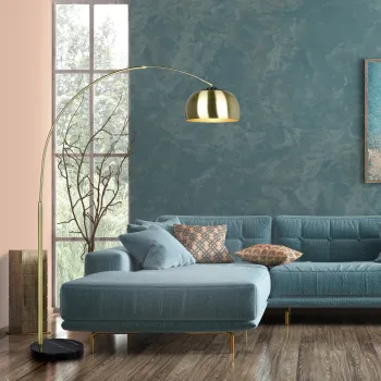 Lampadar Argentina, TRIO, 38x172.3x200 cm, 60W, 1x E27, metal, auriu/negru imagine