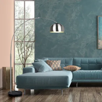 Lampadar Argentina, TRIO, 38x172.5x200 cm, 60W, 1x E27, metal, argintiu mat/negru imagine