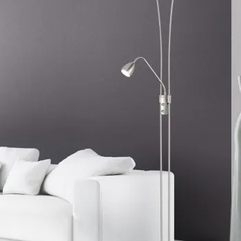 Lampadar Arizona, TRIO, 25.5x180 cm, 19W / 5W, 2x SMD, metal, nichel mat imagine