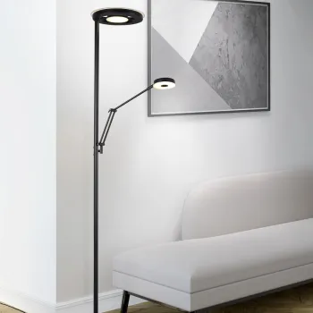 Lampadar Barrie, TRIO, 30x181 cm, 32W/6W, 2x SMD LED, metal, negru mat imagine