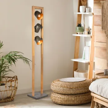 Lampadar Bell, TRIO, 25x25x150 cm, 25W, 3x E14, metal, gri/natur imagine