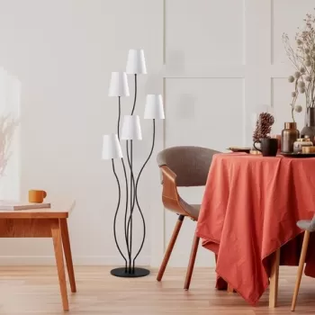 Lampadar, Bonibon - 13234, Fulgor, 44 x 44 x 160 cm, 5 x E14, 40W, negru/alb imagine