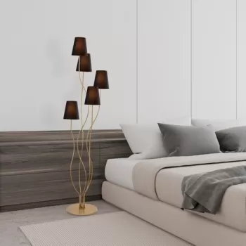 Lampadar, Bonibon - 13242, Fulgor, 44 x 44 x 160 cm, 5 x E14, 40W, auriu/negru imagine