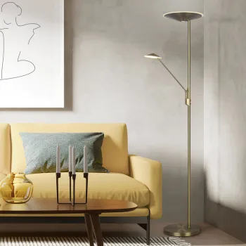 Lampadar Brantford, TRIO, 30x180 cm, 30W/6.5W, 2x SMD LED, metal, bronz antic imagine