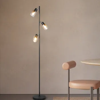 Lampadar Cadiz, RL, 23x154 cm, 10W, 3x E14, metal, negru mat/transparent imagine