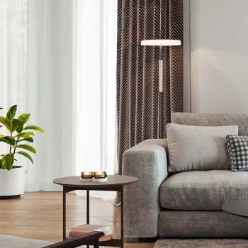 Lampadar Celeste, TRIO, 33x160 cm, 15W, 1x SMD LED, metal, negru/alb imagine