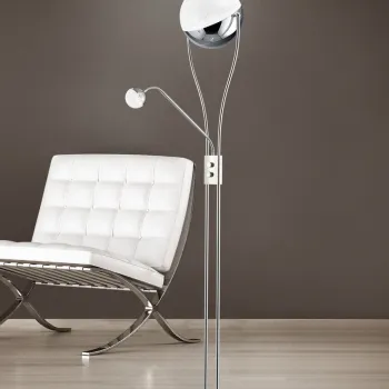 Lampadar Chris, TRIO, 30x180 cm, 18W / 3.8W, 2x SMD, metal, argintiu imagine