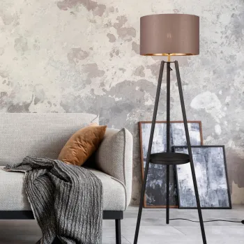 Lampadar Colette, RL, 57x152.5 cm, 60W, 1x E27, metal, negru/taupe imagine