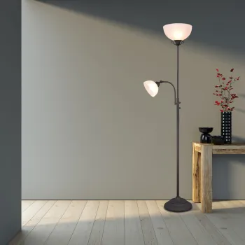 Lampadar Country, RL, 30x184 cm, 100W/40W, 1x E27, 1x E14, metal, negru/alb imagine