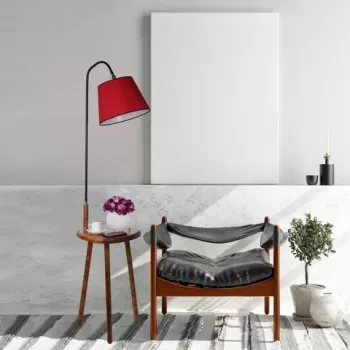 Lampadar cu masuta, Luin, 8272-2, E27, 60 W, metal/lemn/textil imagine