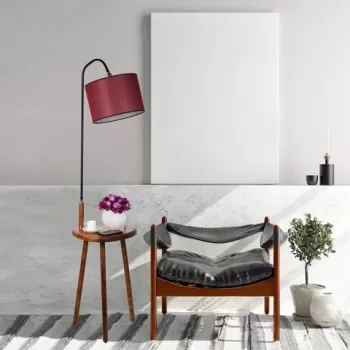 Lampadar cu masuta, Luin, 8272-6, E27, 60 W, metal/lemn/textil imagine