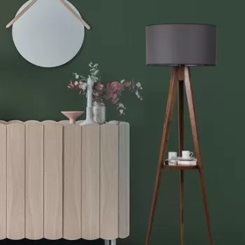 Lampadar cu raft, Luin, 8282-1, E27, 60 W, lemn/textil imagine