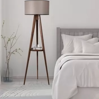 Lampadar cu raft, Luin, 8282-2, E27, 60 W, lemn/textil imagine