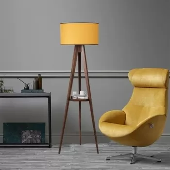 Lampadar cu raft, Luin, 8282-4, E27, 60 W, lemn/textil imagine