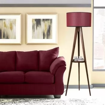 Lampadar cu raft, Luin, 8282-5, E27, 60 W, lemn/textil imagine