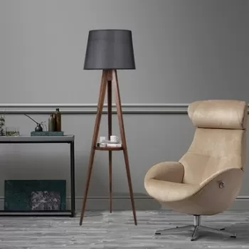 Lampadar cu raft, Luin, 8282-6, E27, 60 W, lemn/textil imagine