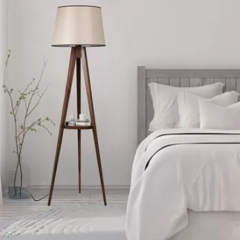 Lampadar cu raft, Luin, 8282-7, E27, 60 W, lemn/textil imagine