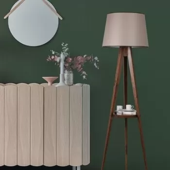 Lampadar cu raft, Luin, 8282-8, E27, 60 W, lemn/textil imagine