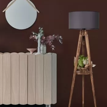 Lampadar cu raft, Luin, 8283-2, E27, 60 W, lemn/textil imagine