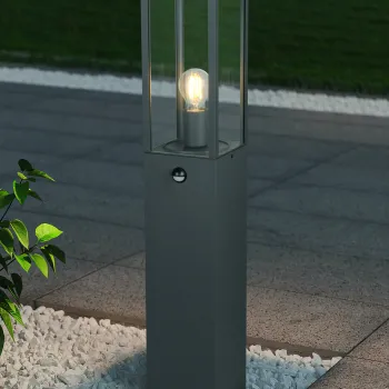 Lampadar de exterior cu senzor Garonne, TRIO, 14x15.5x80 cm, 60W, 1x E27, aluminiu, antracit imagine