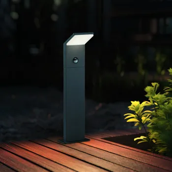 Lampadar de exterior cu senzor Pearl, TRIO, 14x50 cm, 8W, 1x SMD, aluminiu, antracit imagine