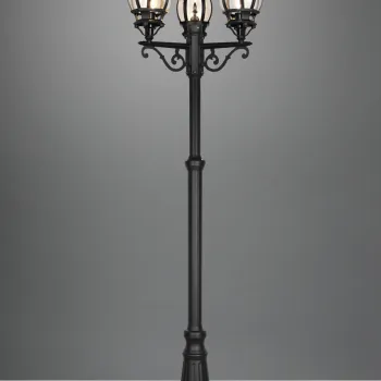 Lampadar de exterior Elvo, TRIO, 57x240 cm, 60W, 3x E27, aluminiu, negru mat imagine