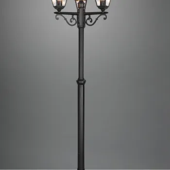 Lampadar de exterior Livenza, TRIO, 58x200 cm, 60W, 3x E27, aluminiu, negru mat imagine