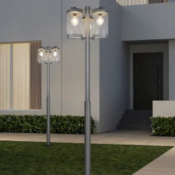 Lampadar de exterior Sambesi, TRIO, 51x240 cm, 28W, 3x E27, aluminiu, antracit imagine