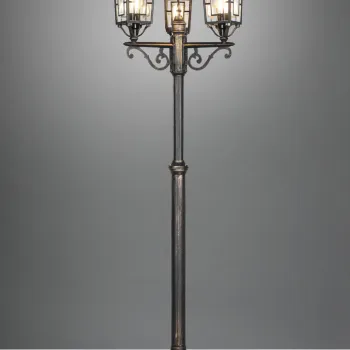 Lampadar de exterior Volturno, TRIO, 59x200 cm, 60W, 3x E27, aluminiu, ruginiu antic imagine