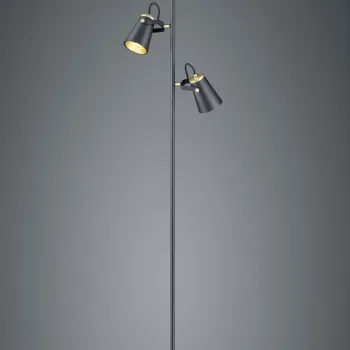 Lampadar Edward, TRIO, 38x23x160 cm, 40W, 3x E14, metal, negru mat/auriu imagine