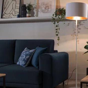 Lampadar ELTAP, Vespillo, 40x150 cm, 1xE27, 15W, otel/PVC, alb/auriu imagine