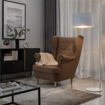 Lampadar ELTAP, Vespillo, 70x40x151 cm, 1xE27, 15W, otel/PVC, alb/auriu imagine