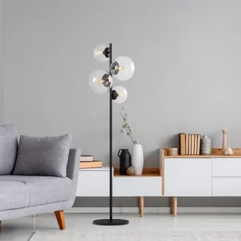 Lampadar, Fazli - 10522, Fulgor, 33 x 33 x 162 cm, 4 x E14, 40W, negru imagine