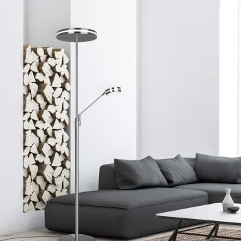 Lampadar Franklin, TRIO, 35.2x181 cm, 35W, 6.5W, 1x SMD, metal, argintiu mat imagine