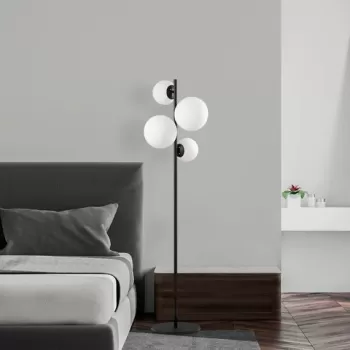 Lampadar, Fulgor, 942FLG1520, Metal, Alb/Negru imagine
