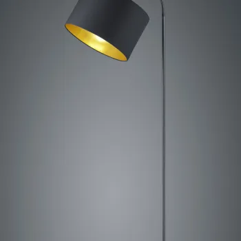 Lampadar Hostel, TRIO, 35x63x156 cm, 60W, 1x E27, metal/textil, negru mat/auriu imagine