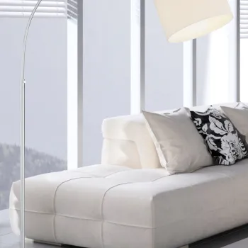 Lampadar Hotel, TRIO, 30x107x215 cm, 60W, 1x E27, metal/textil, alb/argintiu imagine