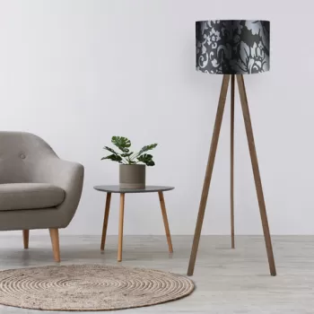 Lampadar, Insignio, 780SGN1412, 70% MDF/30% tesatura PVC, Negru / Maro / Gri imagine